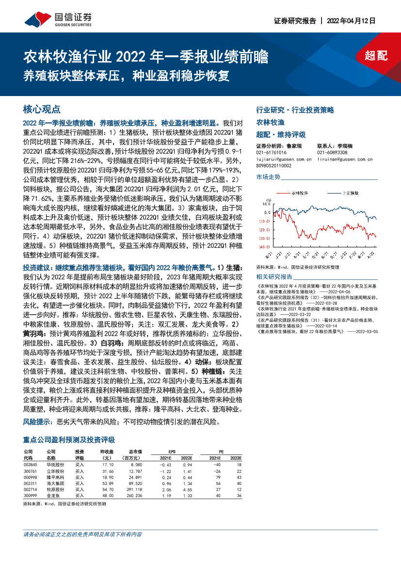 农林牧渔行业2022 年一季报业绩前瞻：养殖板块整体承压，种业盈利稳步恢复-20220412-国信证券-15页农林牧渔行业2022 年一季报业绩前瞻：养殖板块整体承压，种业盈利稳步恢复-20220412-国信证券-15页_1.png